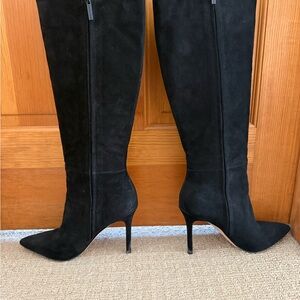Veronica Beard Black Suede Heeled Boots